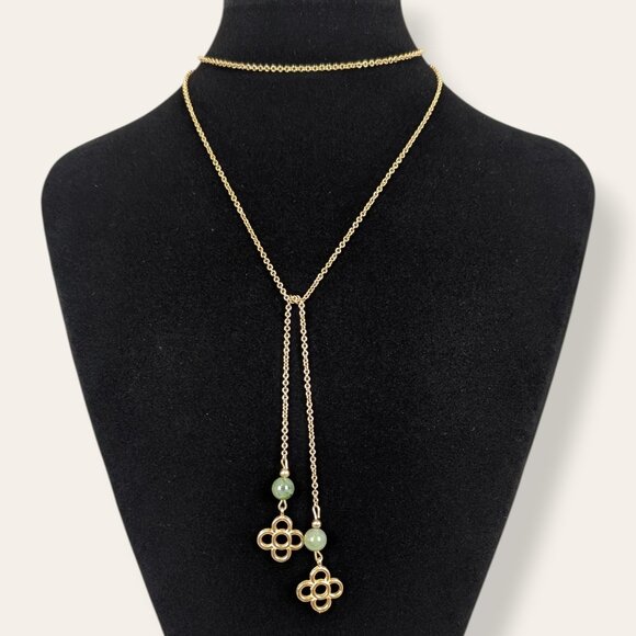 V. Green Bead Sautoir Necklace - Picture 1 of 4